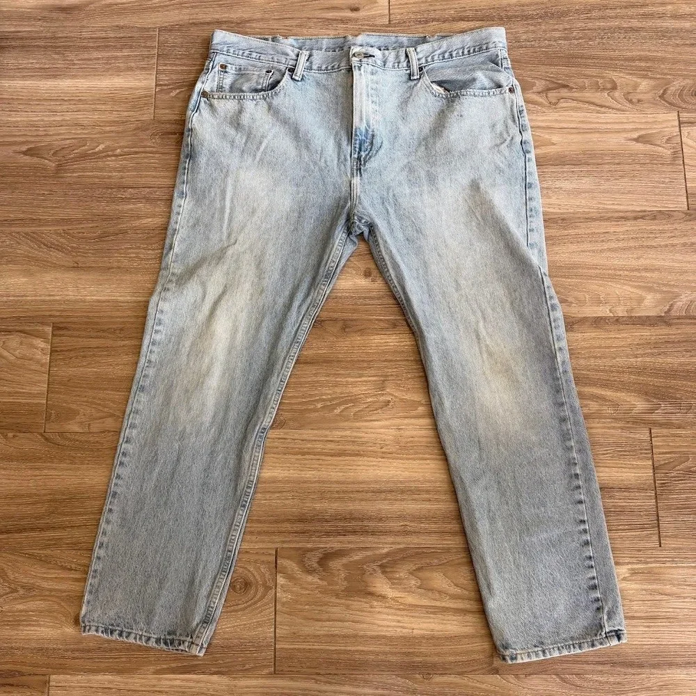 Levis 502 Regular Taper Jeans Mens 38x30 Light Wash Blue Denim Pants